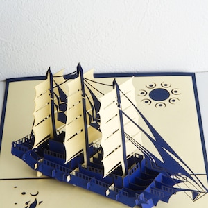 Tall Sailing Ship - Pop Up Card, Art paper, Greeting Card, Quilling Card, Craft cards, Handmade card.
