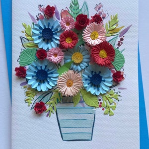 Fleur 3D - Carte faite main, papier artistique, carte de voeux