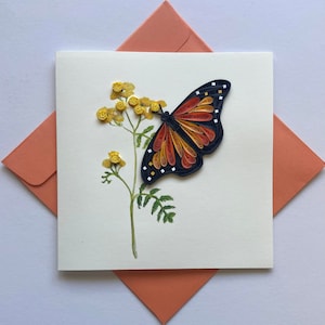 Papillon - Carte quilling, papier d'art, carte faite main