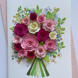 3D flower- Handmade card, Art paper, Greeting card