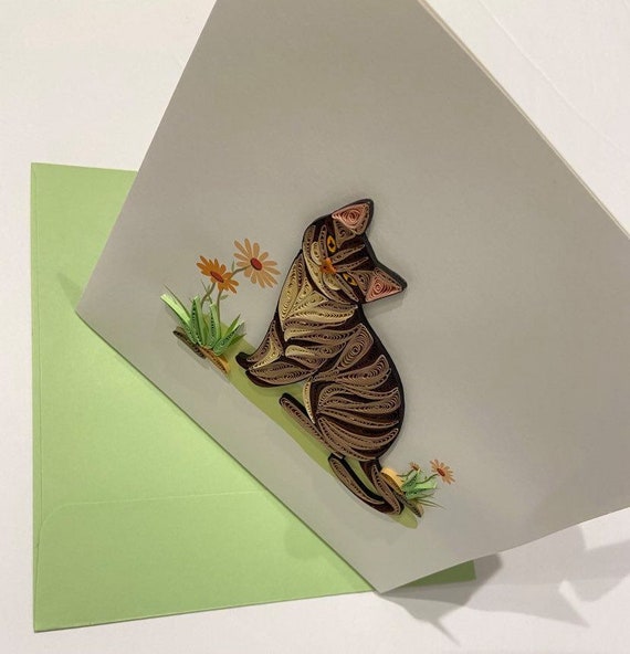 Paper quilling animal art, cat. | Greeting Card