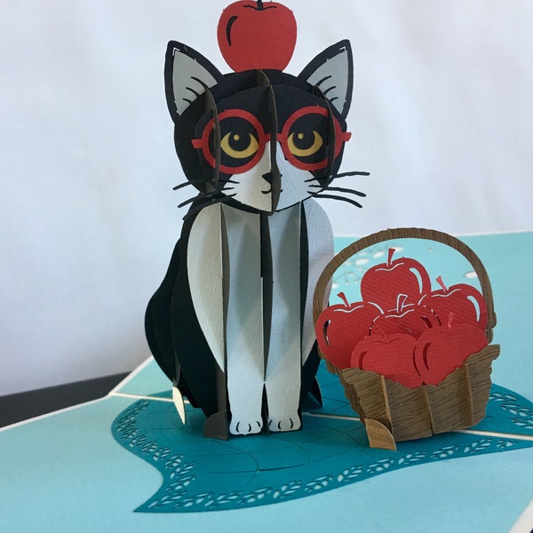 Cat - Pop Up Card, Art paper, Greeting Card, Quilling Card, Craft cards, Handmade card.