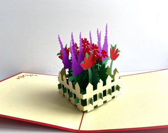 Flower Garden - Pop Up Card, Art paper, Greeting Card, Quilling Card, Craft cards, Handmade card.