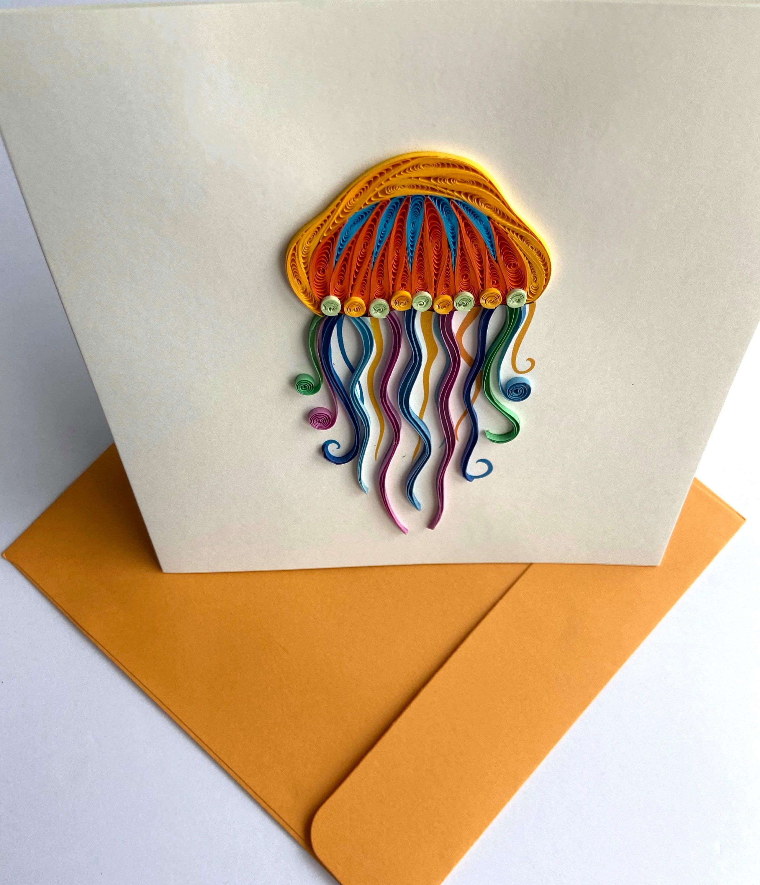 Jellyfish Quilling Card Art paper Greeting Card Quilling Etsy