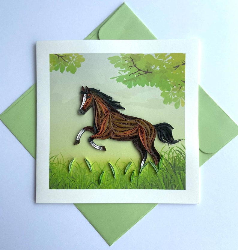 Horse Quilling Card Art paper Greeting Card Quilling Card Etsy