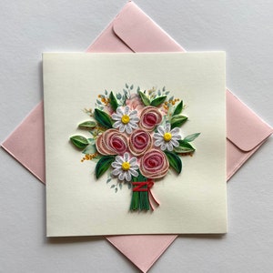 Fleur - Carte de quilling, papier d'art, carte de voeux, carte de quilling, cartes d'artisanat, carte faite main.