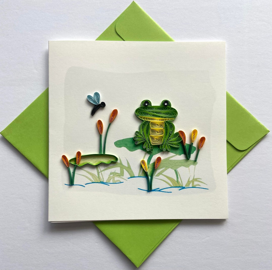 Frog Quilling Card, Greeting Card, Art Paper, Handmade Card - Etsy