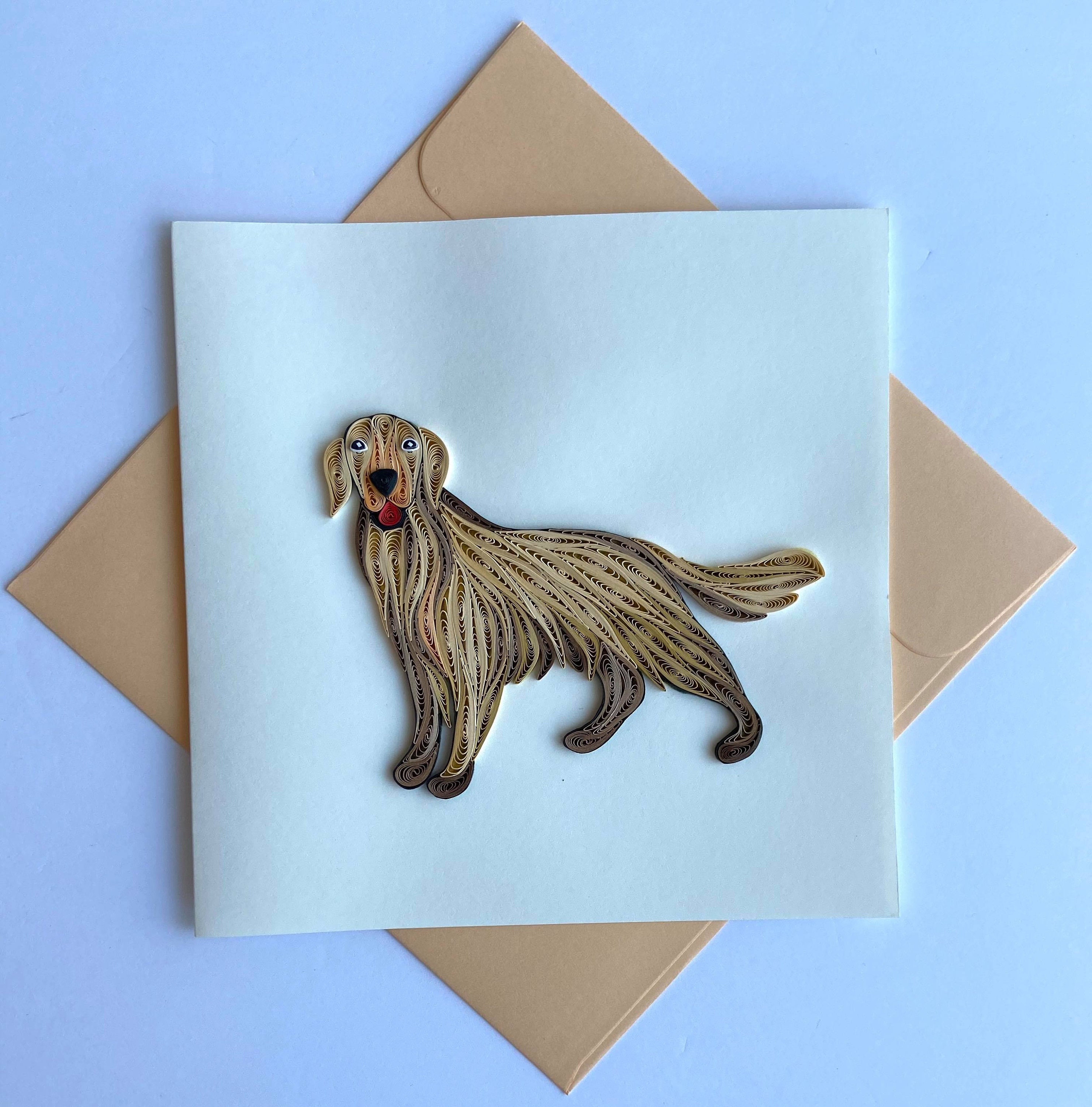 長毛の犬 - クイリングカード - Etsy 日本