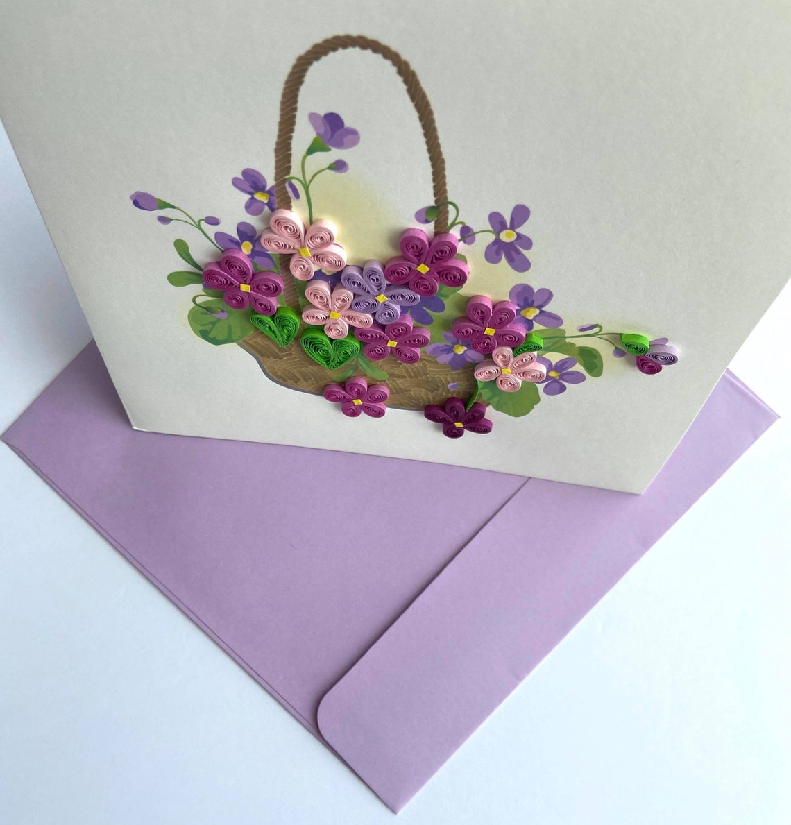 Flower Basket Quilling Card Art Paper Greeting Card Etsy Canada