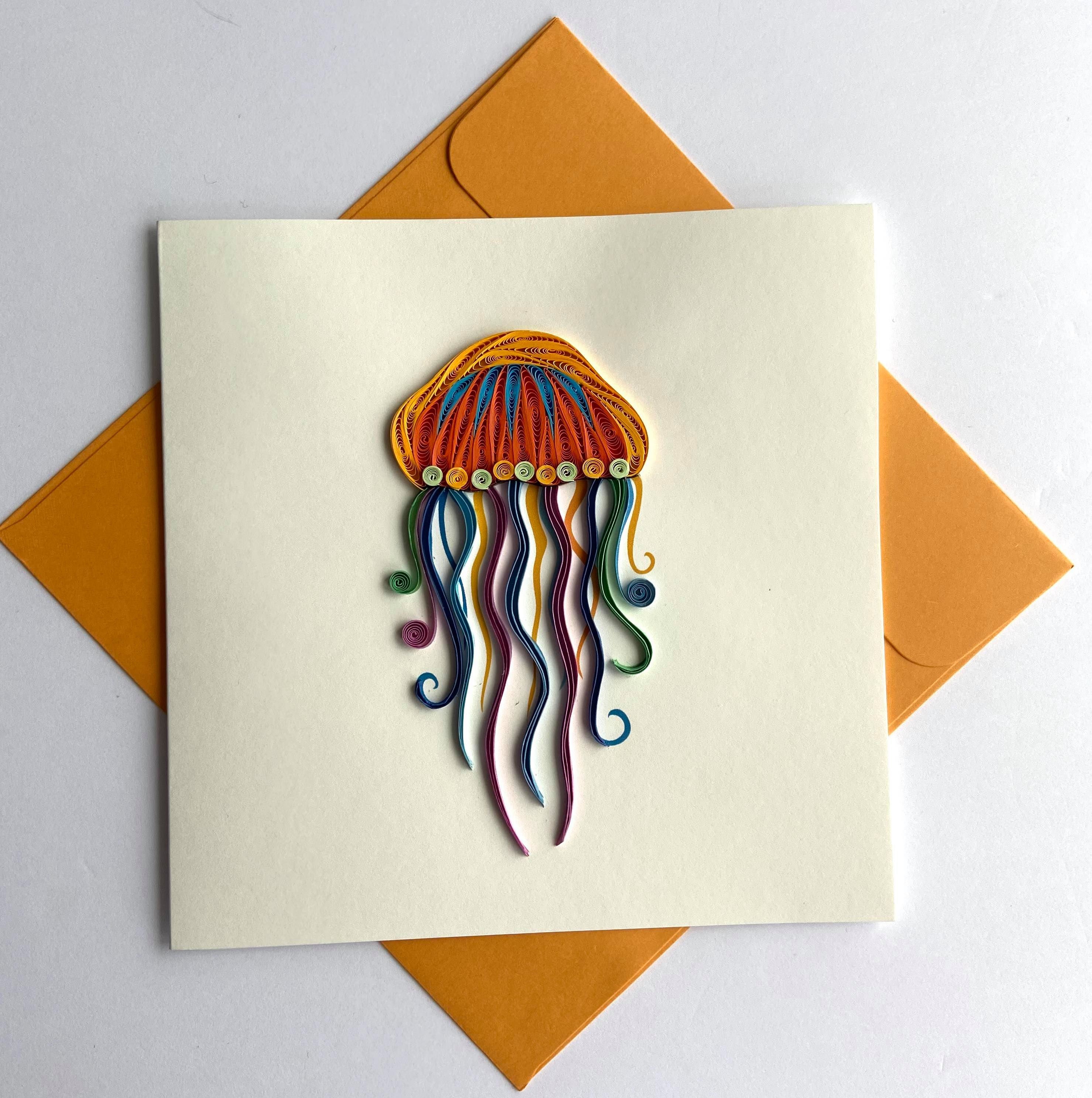 Jellyfish Quilling Card Art paper Greeting Card Quilling Etsy