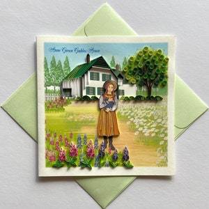 Anne Green Gables Quilling Card, Art paper, Greeting Card, Quilling Card, Craft cards, Handmade card.