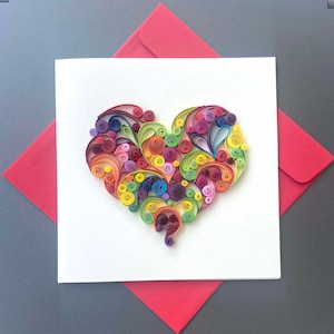 Hartquillingkaart, kunstpapier, wenskaart, filigraankaart, ambachtelijke kaarten, handgemaakte kaart.