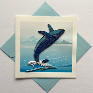 Poisson baleine - Carte quilling, papier d'art, carte de voeux, carte faite main