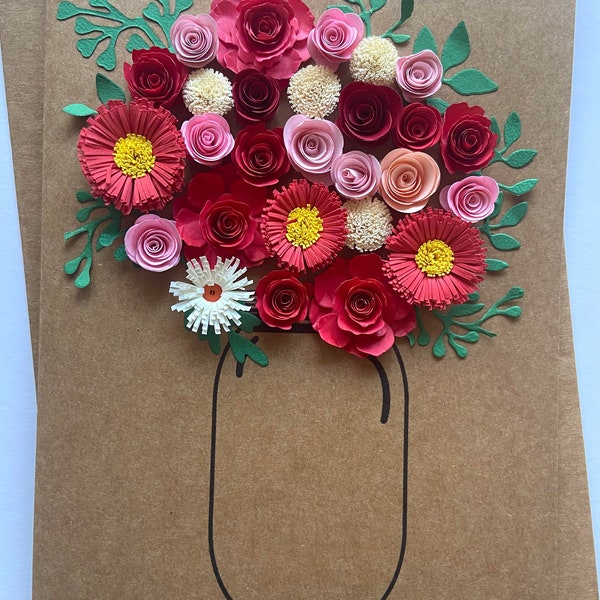 3D flower- Handmade card, greeting card, art paper