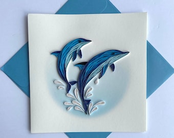 Dolphin Quilling Card, Art paper, Greeting Card, Quilling Card, Craft cards, Handmade card.