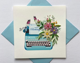 Tarjeta de felicitación de cumpleaños con flores: tarjeta de filigrana, tarjeta de felicitación, papel de arte, tarjeta hecha a mano