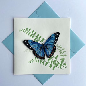 Cartão de quilling de borboleta, papel de arte, cartão de felicitações, cartão de quilling, cartões artesanais, cartão feito à mão.