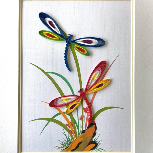 Dragonfly Quilling Picture Card Etsy