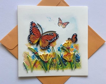 Butterfly - Quilling Card, greeting card, Art paper
