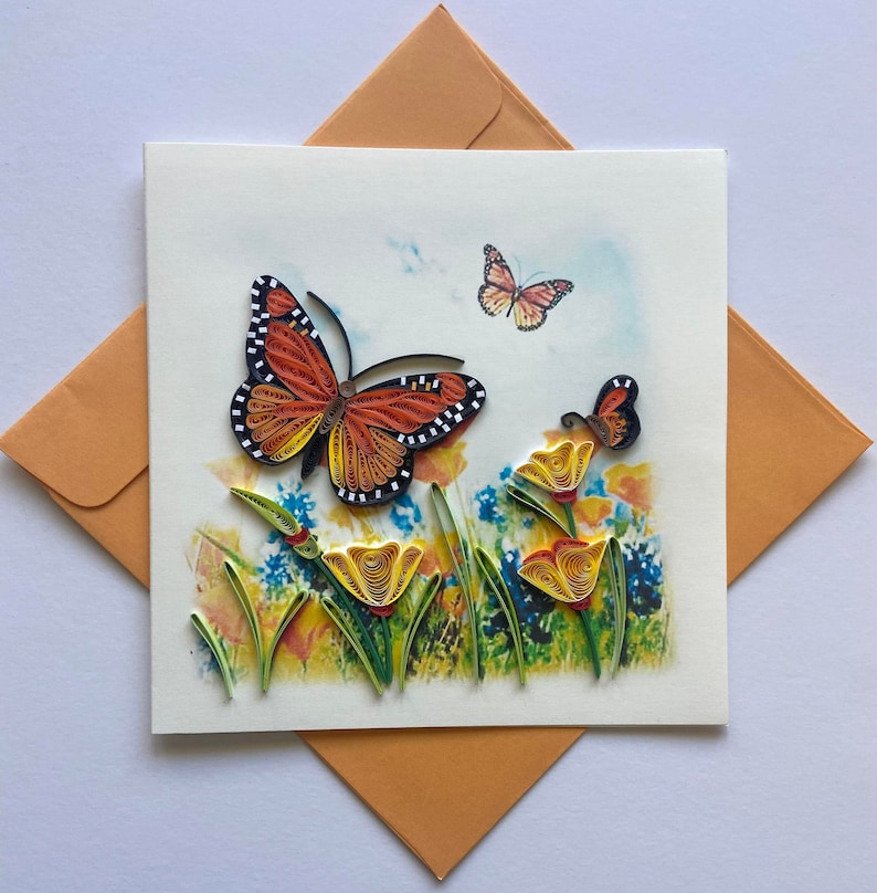 Butterfly Quilling Card, greeting card, Art paper image 1