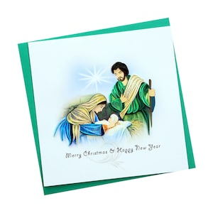 Nativité - Carte Quilling, Papier d'art, Carte de vœux, Carte faite à la main.