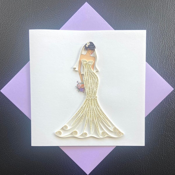 Mariée - Carte quilling, carte faite main, carte de voeux