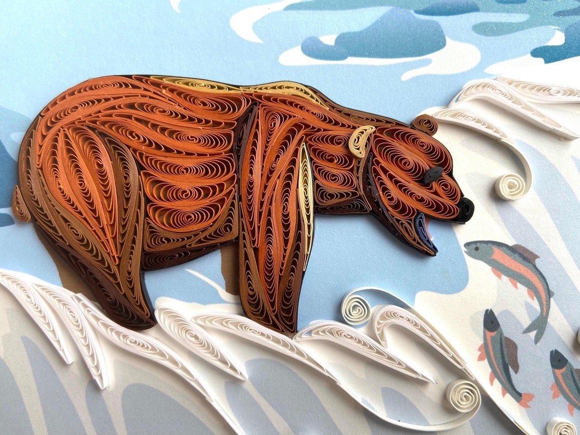 Bear Quilling Card Art Paper Greeting Card Quilling Card Etsy Norway