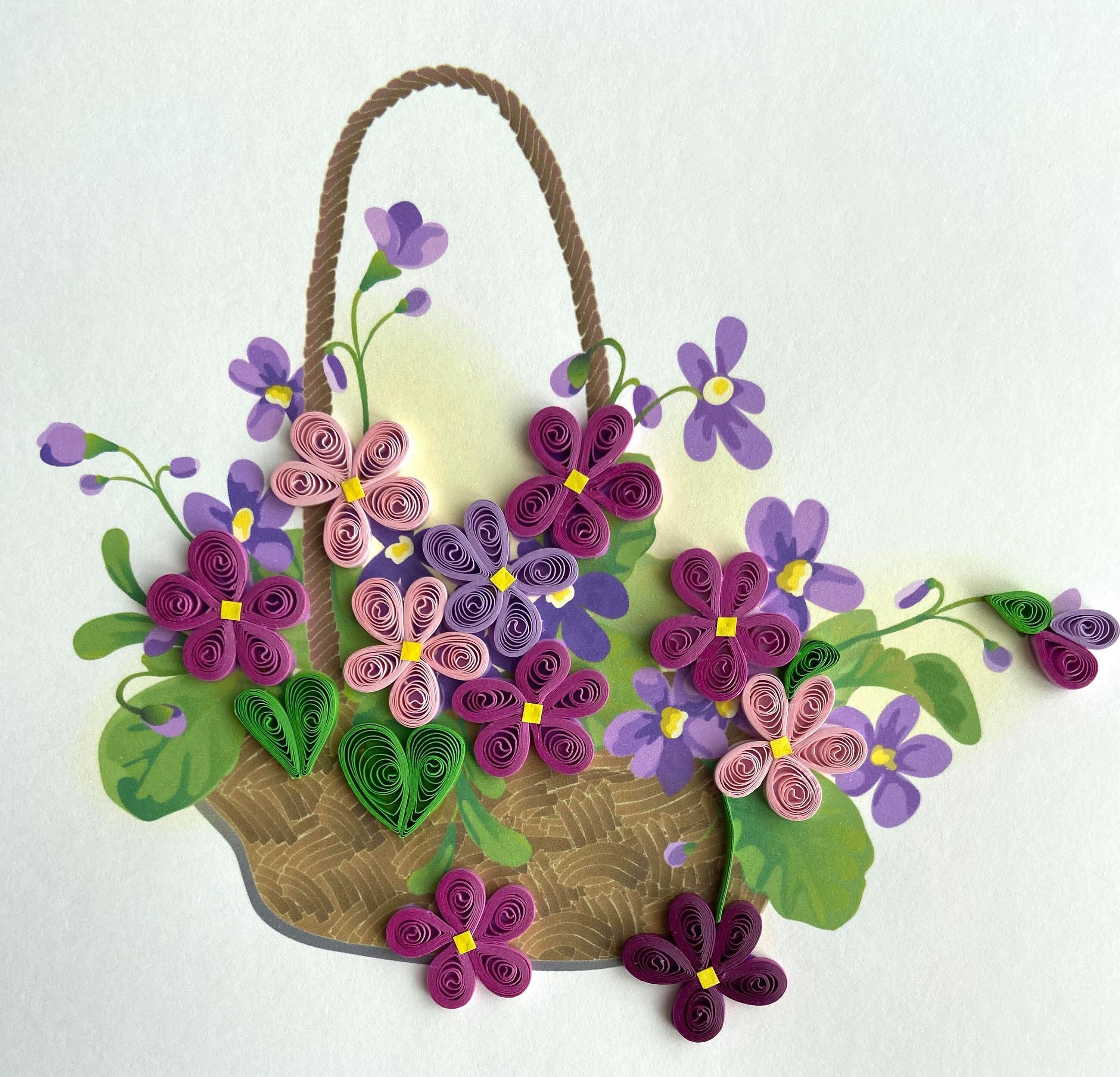 Flower Basket Quilling Card Art Paper Greeting Card Etsy Canada