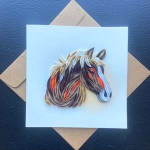 Pferd- Quilling Karte, Grußkarte