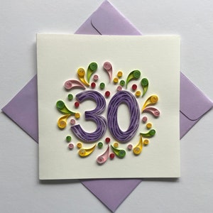 30e anniversaire - Carte quilling, papier d'art