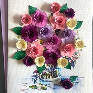 Flower- 3D card, Art paper, Greeting Card, Quilling Card, Craft cards, Handmade card.