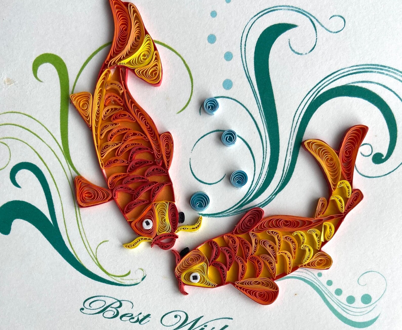 Koi Fish Quilling Card Art Paper Greeting Card Quilling Etsy UK