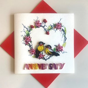 Tarjeta de feliz aniversario: tarjeta de filigrana, papel artístico, tarjeta de felicitación, tarjeta de filigrana, tarjetas artesanales, tarjeta hecha a mano.