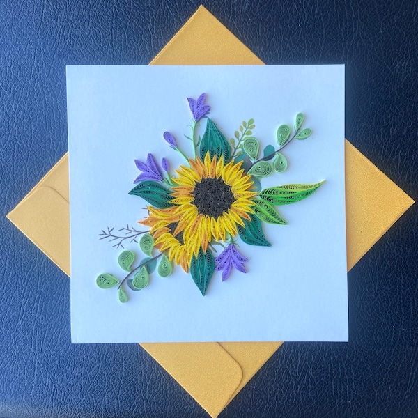 Sunflower - Quilling card, Art paper, Greeting card, Handmade card.