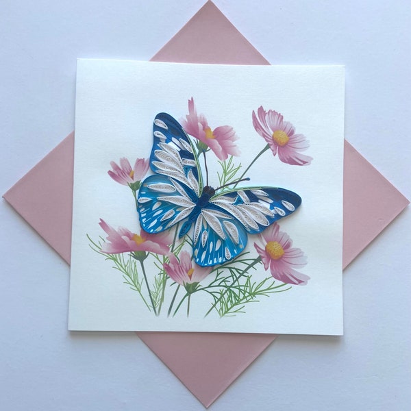 Butterfly-  Quilling Card, Art paper, Greeting Card, Quilling Card, Craft cards, Handmade card.