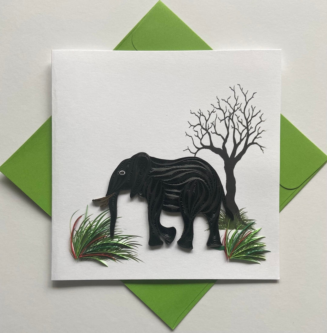 Elephant Quilling Card, Art Paper, Greeting Card Etsy