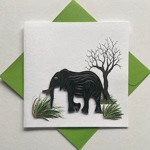 Elephant- Quilling card, art paper, Greeting card