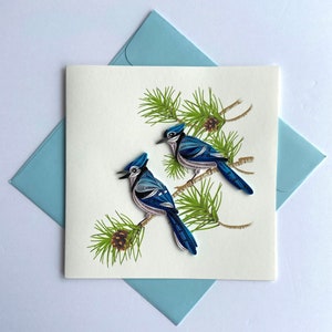 Tarjeta de filigrana con pájaro azul, papel artístico, tarjeta de felicitación, tarjeta de filigrana, tarjetas artesanales, tarjeta hecha a mano.