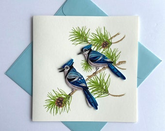 Blue Jay Bird Quilling Card, Art paper, Greeting Card, Quilling Card, Craft cards, Handmade card.