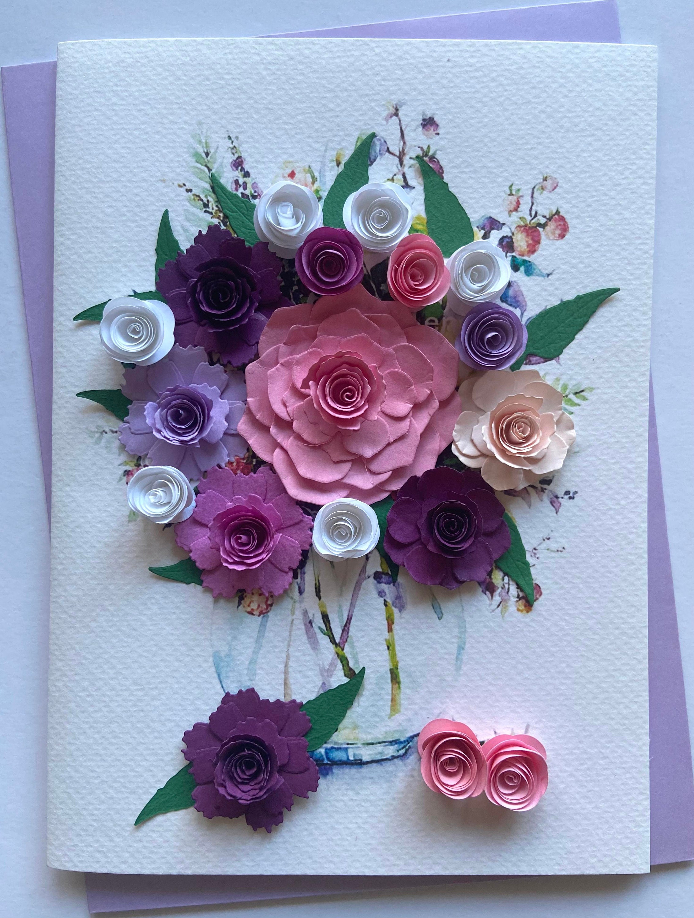 3D Flower- Quilling card, Art paper, Greeting Card, Handmade card