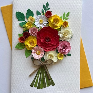 Fleur - carte 3D, papier d'art, carte de voeux, carte de quilling, cartes d'artisanat, carte faite main.