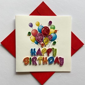 Joyeux anniversaire - Carte quilling, papier d'art, carte de voeux, carte quilling, cartes artisanales, carte faite main.