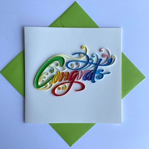 Congratulazioni, biglietto di quilling, carta artistica, biglietto di auguri, biglietto di quilling, biglietti artigianali, biglietto fatto a mano.