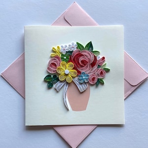 Fleur - Carte de quilling, papier d'art, carte de voeux, carte de quilling, cartes d'artisanat, carte faite main.