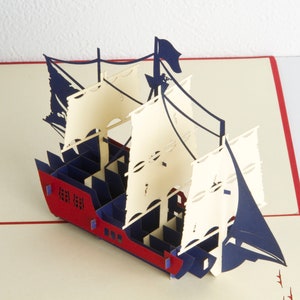Bateau pirate - Carte pop-up, papier d'art, carte de voeux, carte quilling, cartes artisanales, carte faite main.