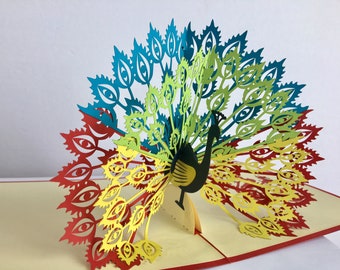 Peacock Pop up Card | Etsy