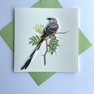 Carte quilling oiseau, papier d'art, carte de voeux, carte quilling, cartes artisanales, carte faite main.