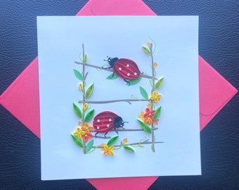 Ladybug - Quilling Card, Art paper, Greeting Card, Quilling Card, Craft cards, Handmade card.