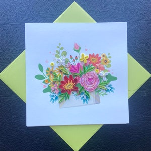 Fleur - carte quilling, papier artistique, carte de voeux, carte faite main