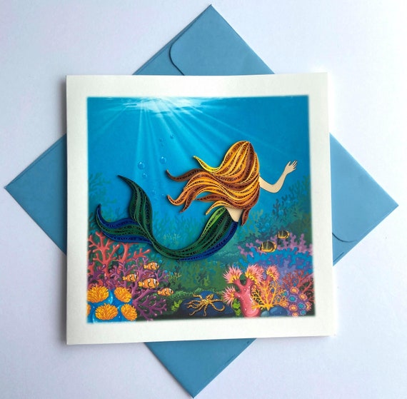 MERMAIDS Quilling card Art paper Greeting Card Quilling | Etsy